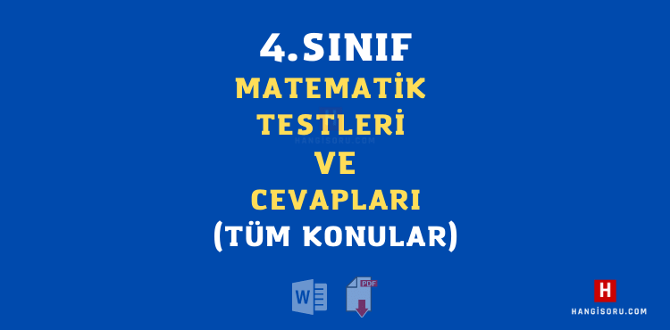 4 sınıf matematik testleri pdf cevap anahtarli