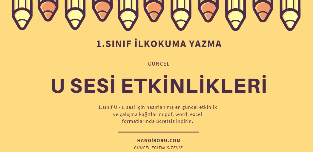 1. Sınıf İlkokuma U Sesi Etkinlikleri İndir - HangiSoru.com